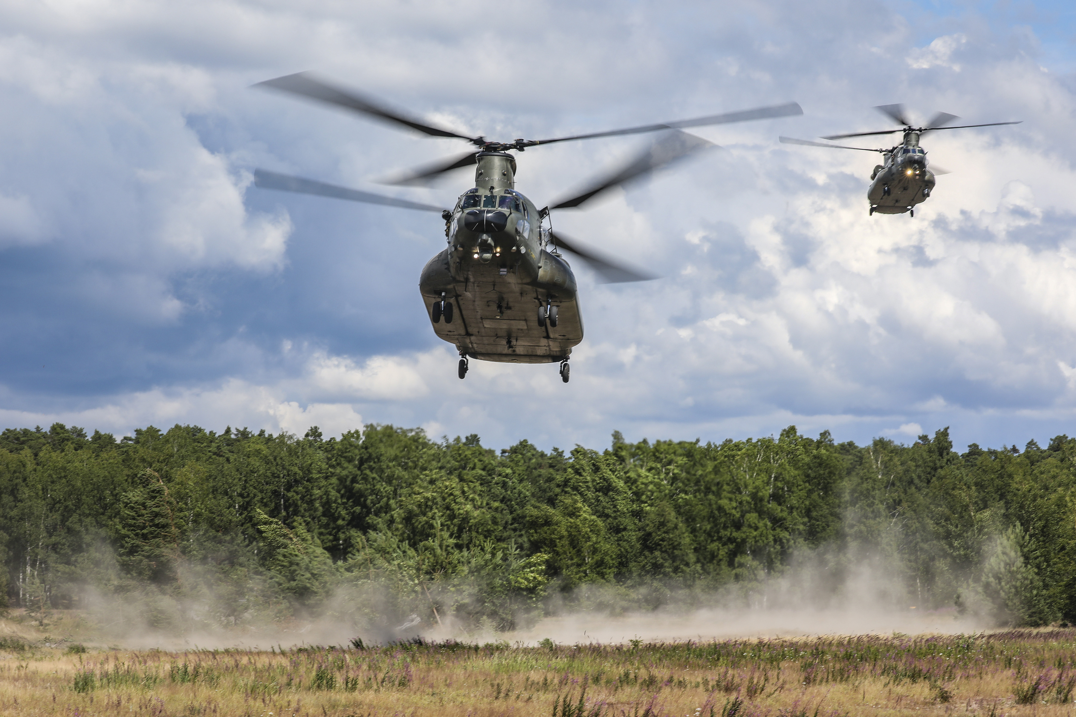 Image shows two Chinook coming to land in Estonia.